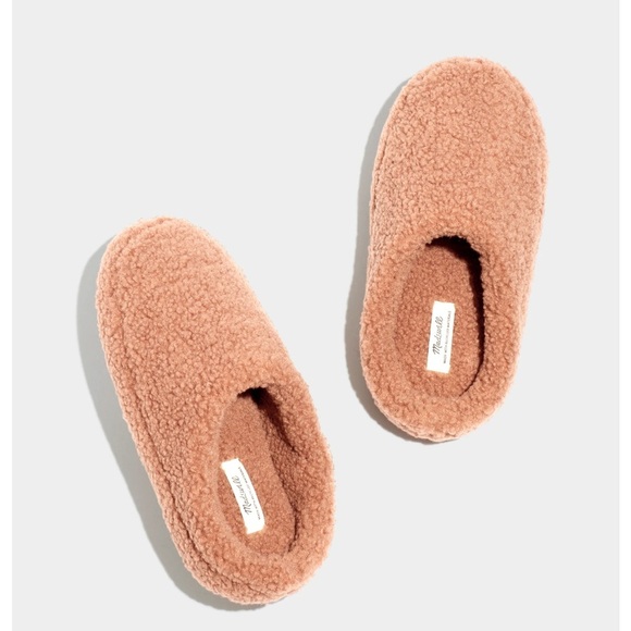 Madewell Sherpa Scuff Slippers Camel Sz 10- Sold Out - Picture 1 of 11